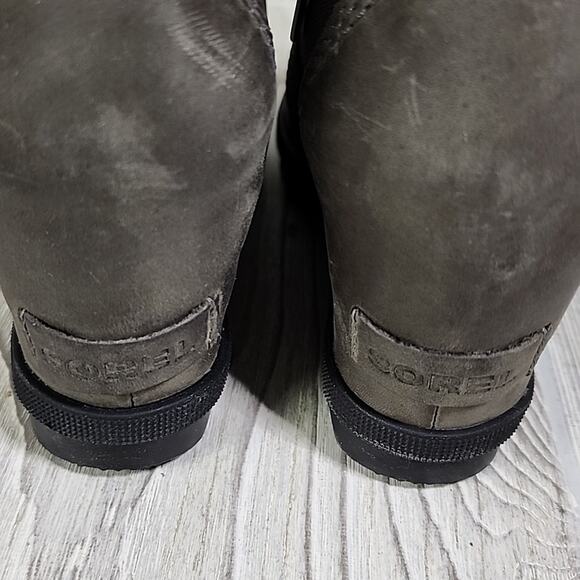 Sorel Lexie Wedge Quarry Grey Leather Boot Womens Size 5.5 NEW - Picture 7 of 13